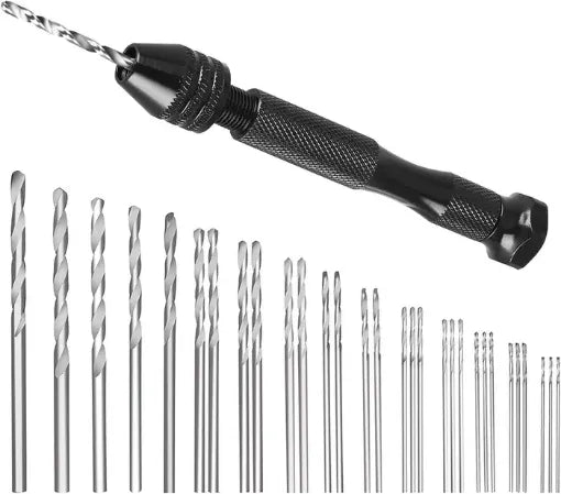 MINI TALADRO MANUAL & MECHAS 25PZS