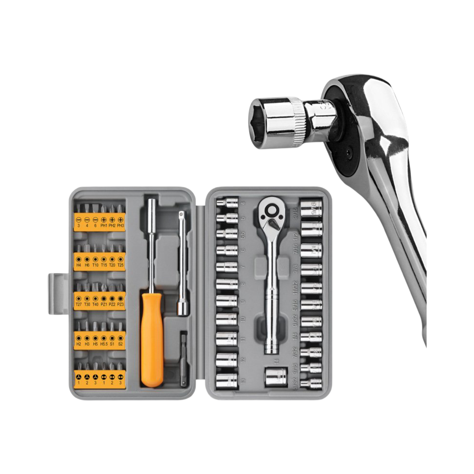 jgo llave tubo 1/4" 72pzs.