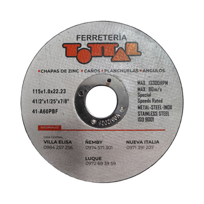 Disco de Corte para Metal Tottal 4.5" 1 mm