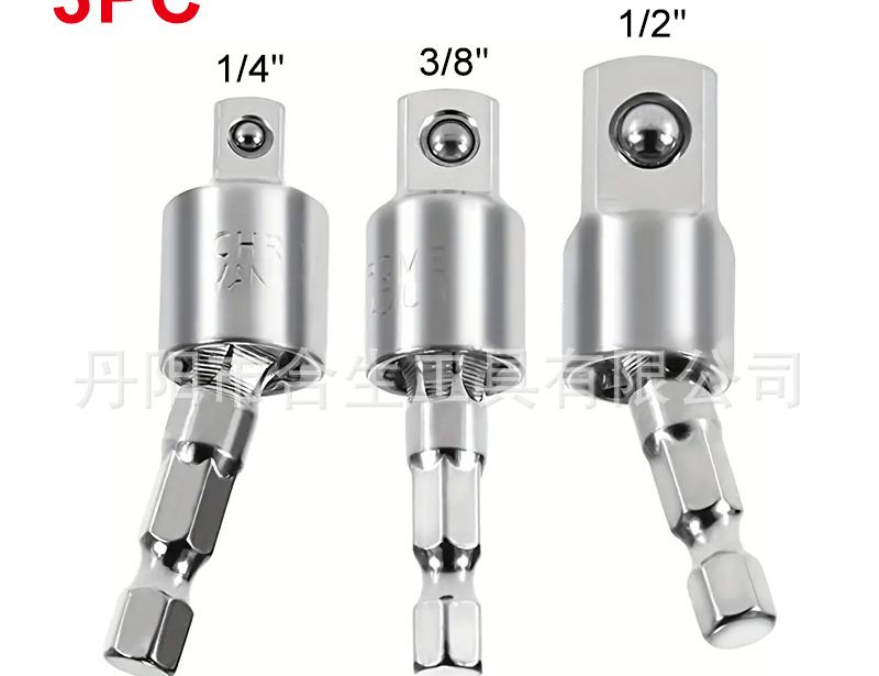 adaptador taladro cardanico 3pzs (1/4-3/8-1/2").