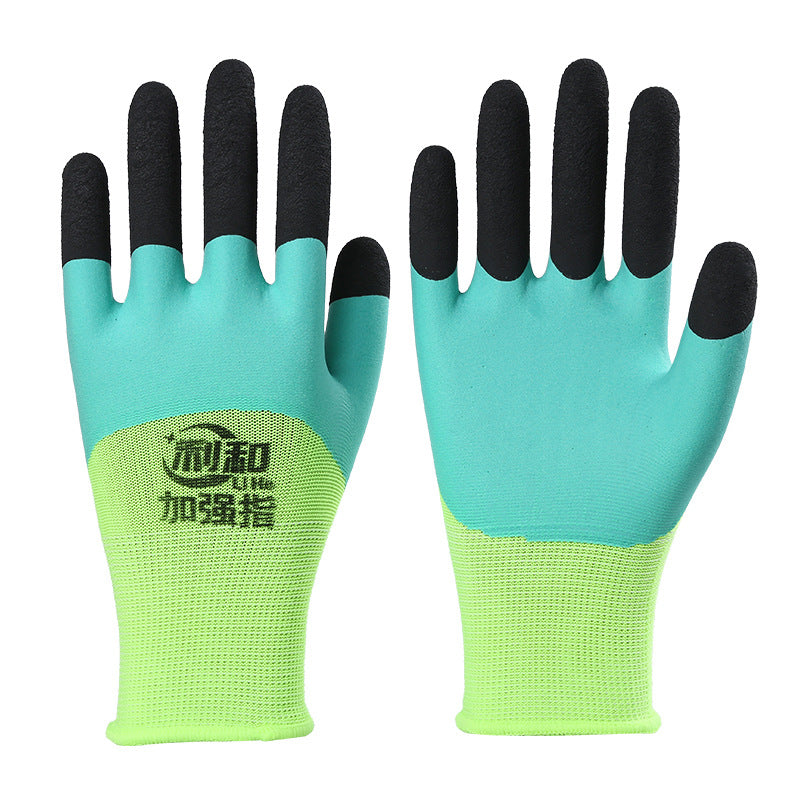 guante trabajo poliester fluo verde negro.