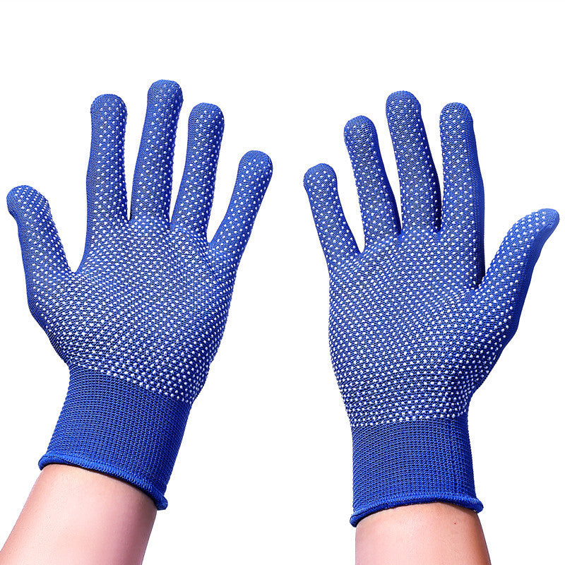 guante hilo puntitos azul.