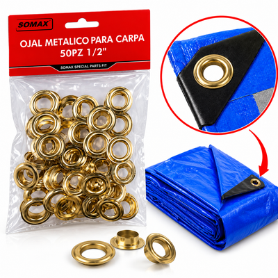Juego de Ojales de Bronce Solmax Grandes 50 Piezas (Blíster)