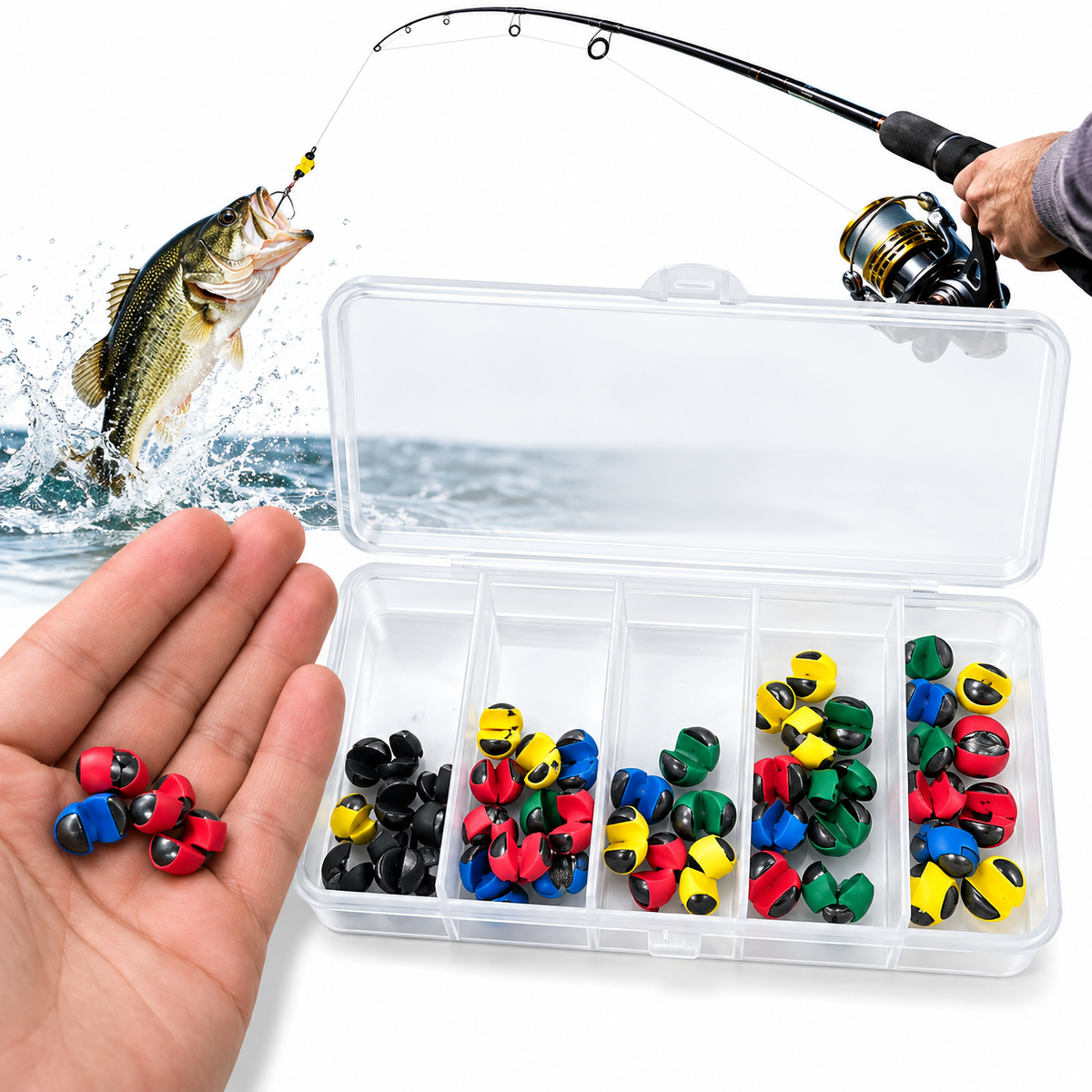 Plomada de Pesca Tipo Pacman Multicolor 50 Unidades