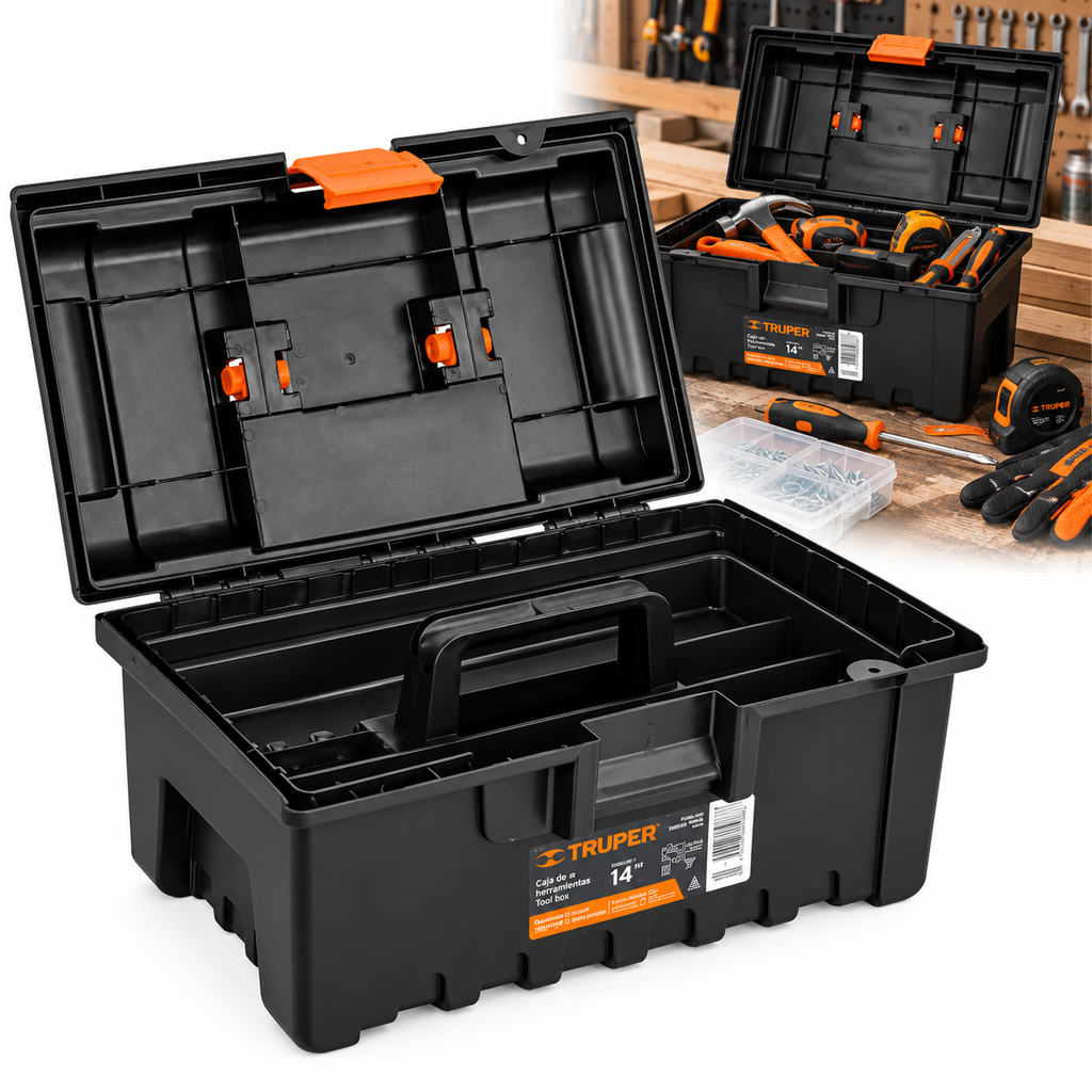 Caja de Herramientas Truper Plástica Negra 14.00" (Ref. 19854)
