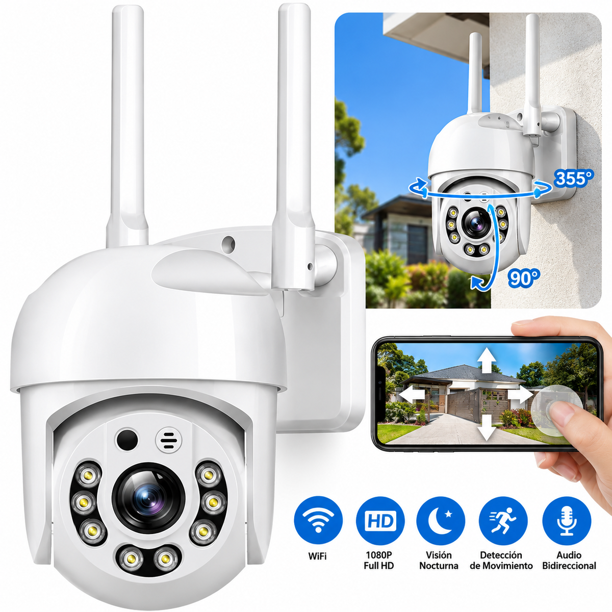 Cámara de Seguridad Smart con WiFi para Exterior AMZ (IP66)
