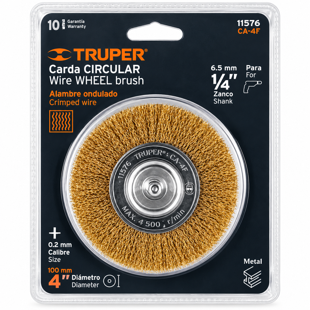 Cepillo de Acero para Taladro Truper 4.00" (Ref. 11576)
