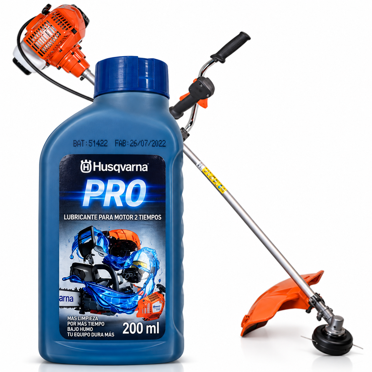 Aceite 2T Husqvarna 200 ml para Motosierra y Desmalezadora