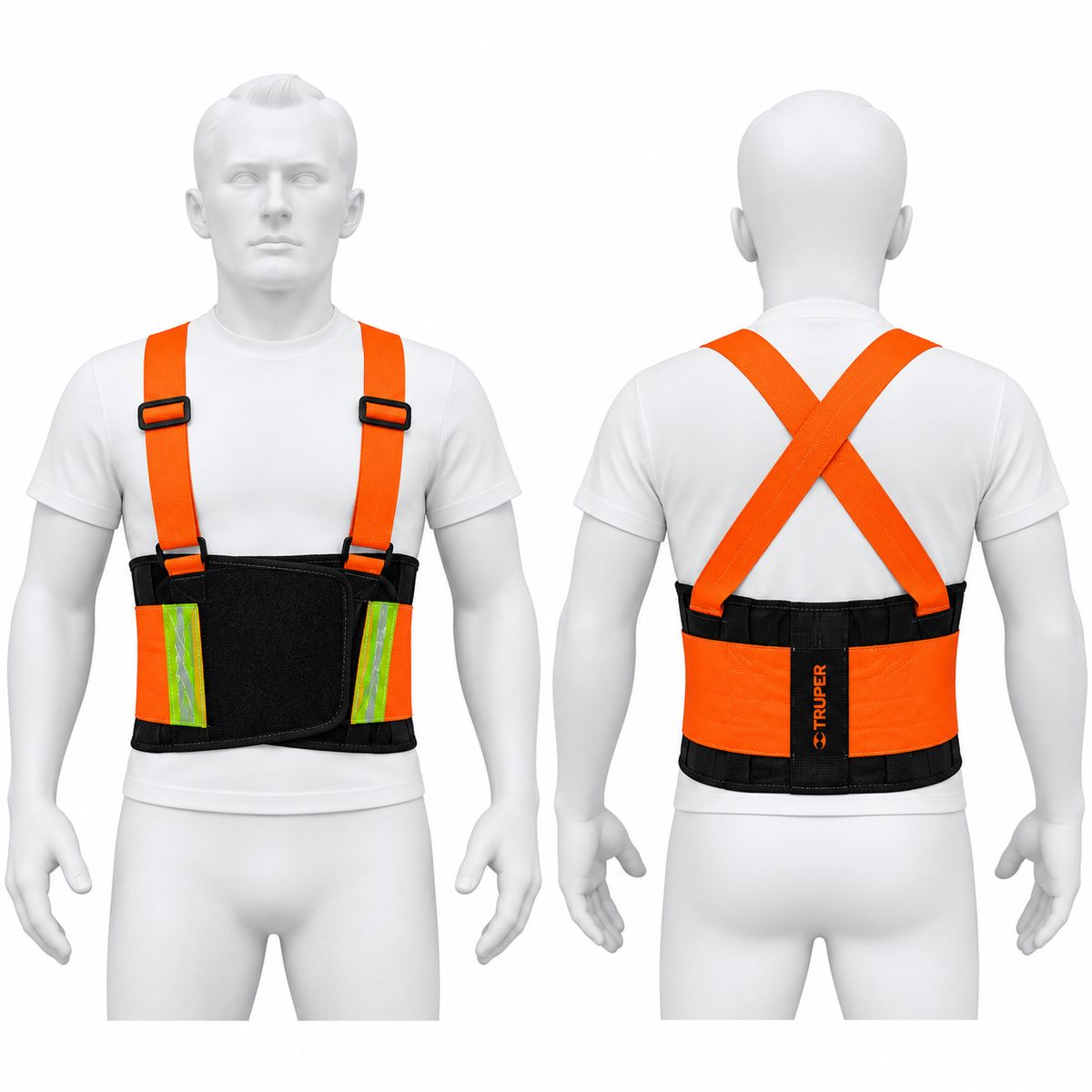 Faja de Trabajo con Tirantes Cruzados Fluo Truper Talle M (Ref. 100356)