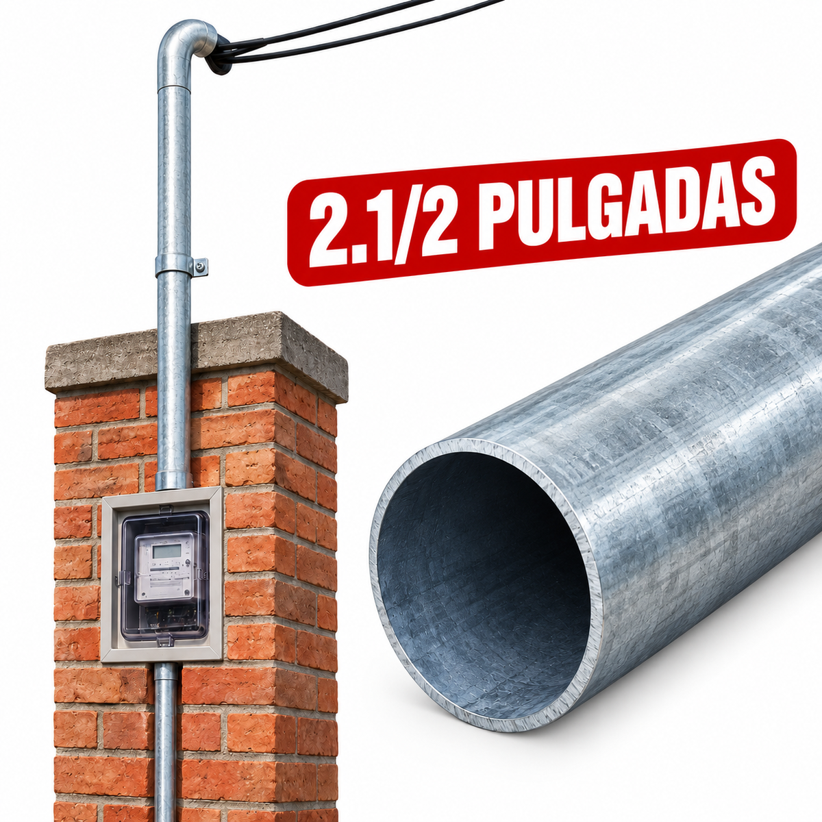 Caño Galvanizado Liviano 2.1/2" (Sin Curva x 5/8)
