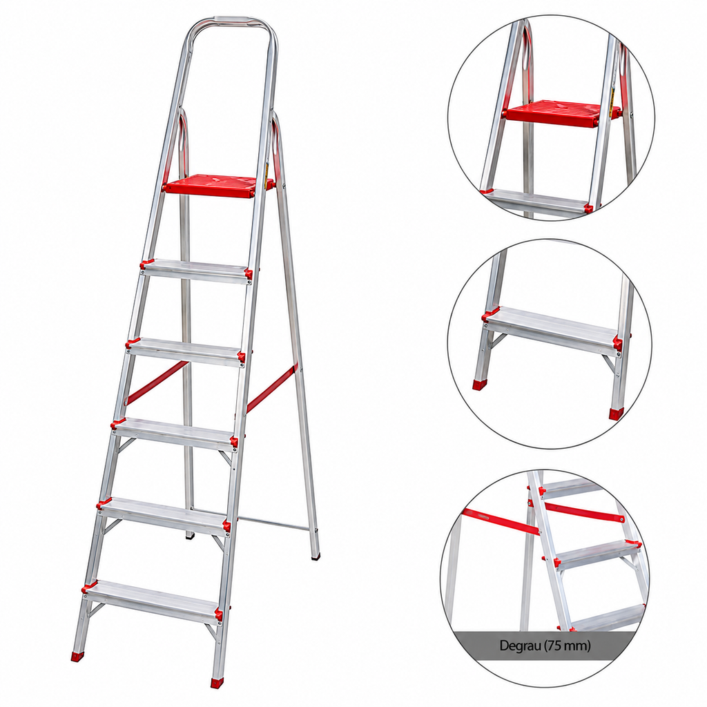 ESCALERA ALU DOMESTICA 6 PELD (REF E1206)