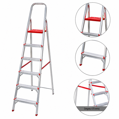 Escalera de Aluminio Doméstica 6 Peldaños (Ref. E1206)