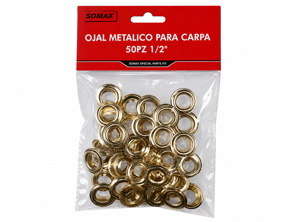 Juego de Ojales de Bronce Solmax Grandes 50 Piezas (Blíster)