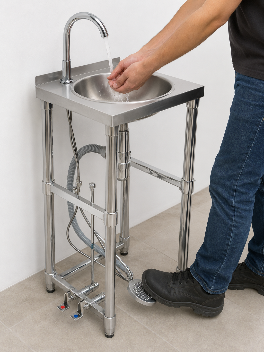 CANILLA CON PEDAL PARA LAVADEROS & BEBEDEROS INOX