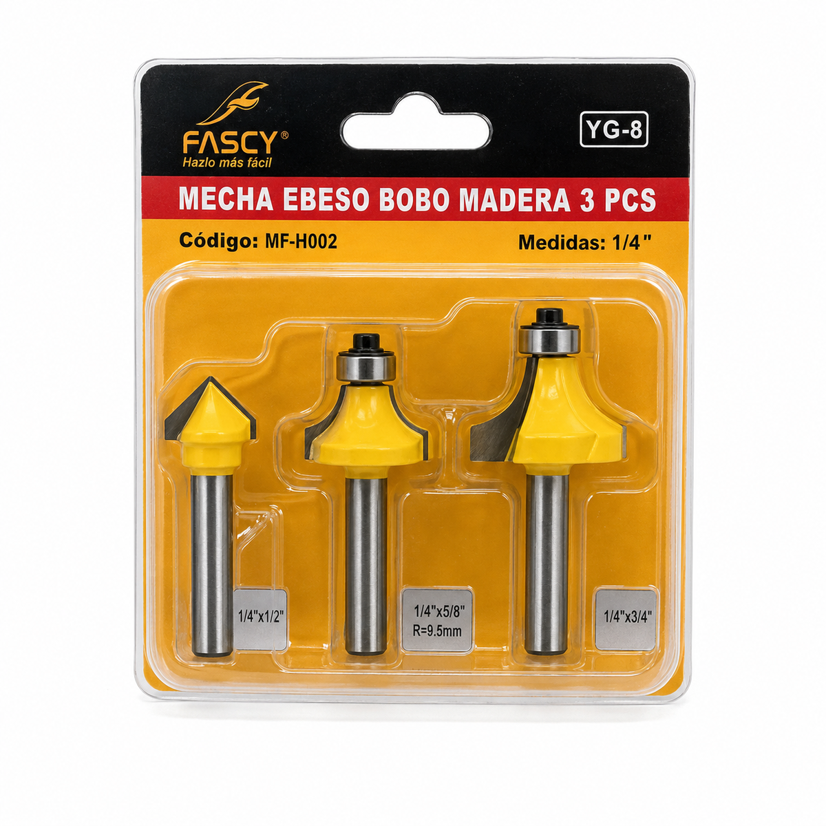 Juego de Mechas Fresadoras Fascy 6 mm - 3 Piezas