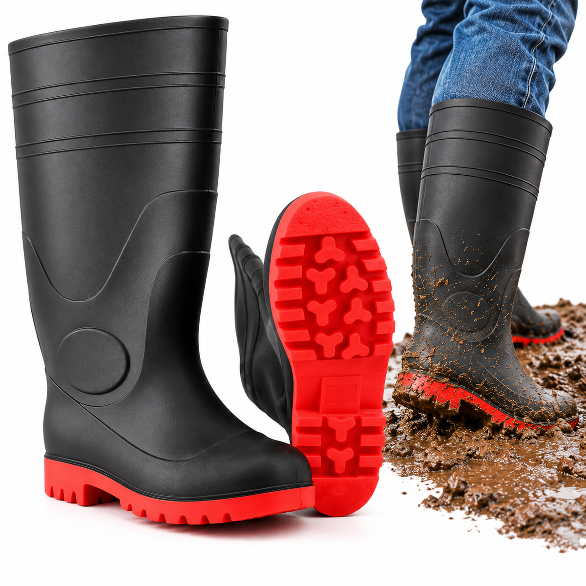 Bota de Lluvia Larga Industrial Negra Nº45