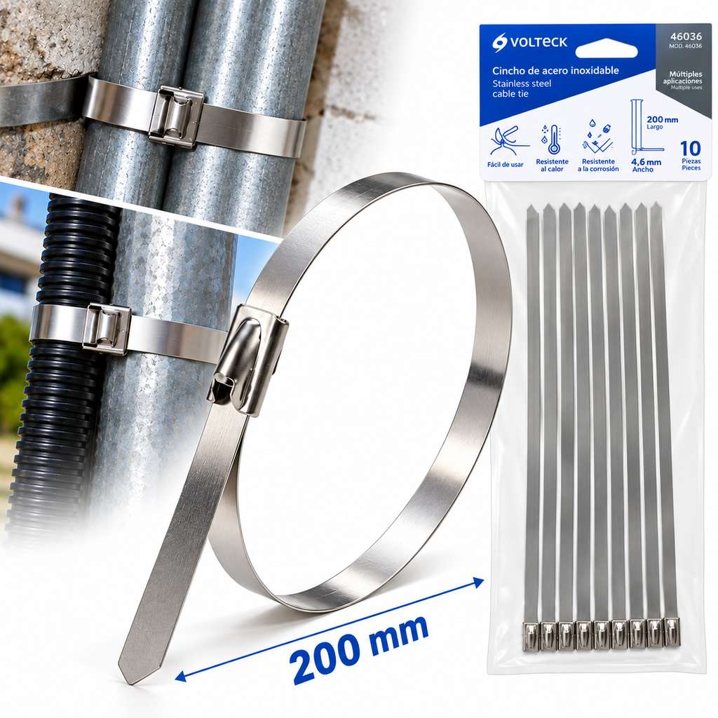 Collarín Metálico Voltech 200 mm x 10 Unidades