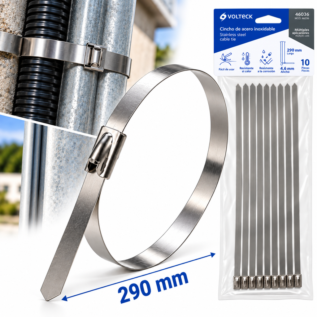 Collarín Metálico Voltech 290 mm x 10 Unidades