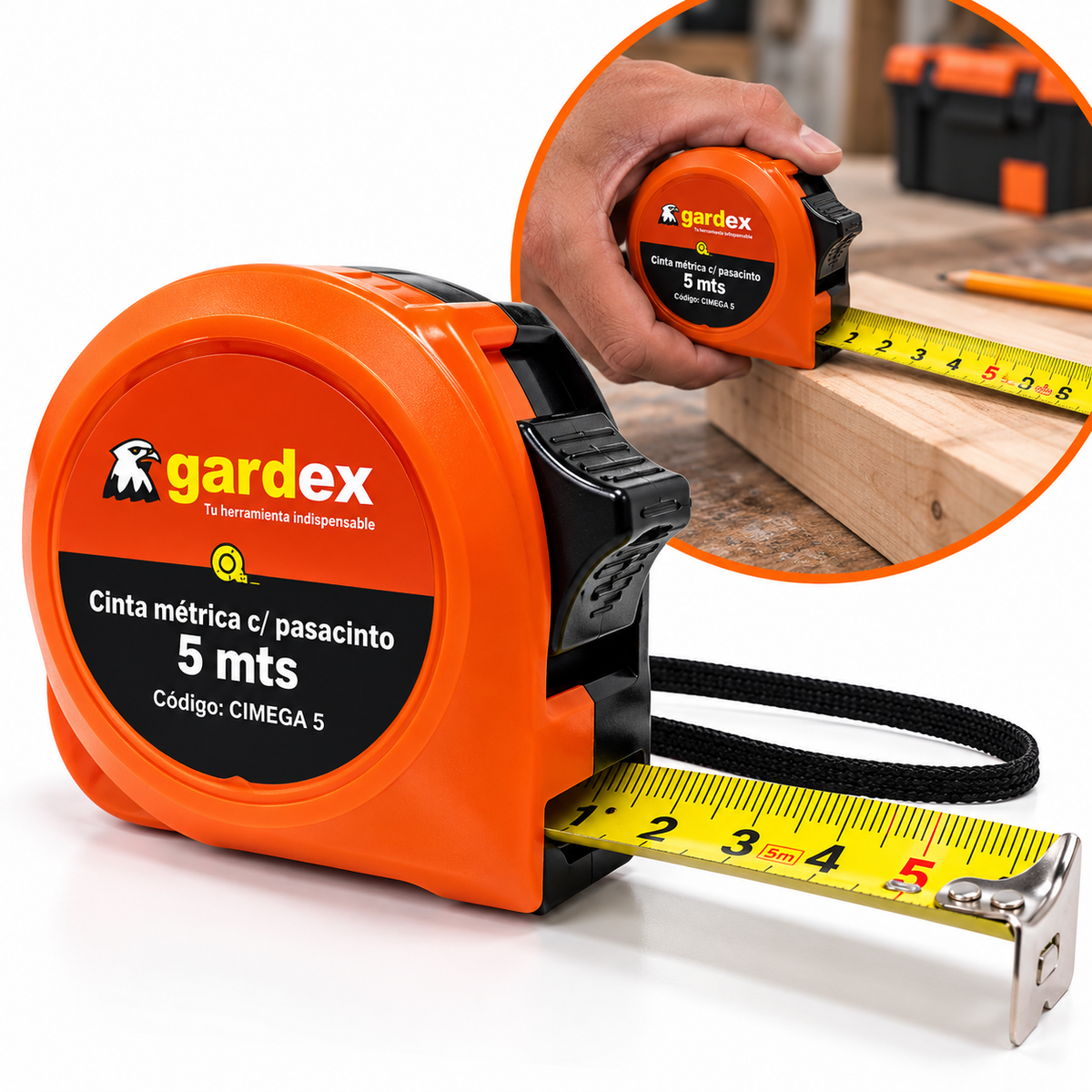 Cinta Métrica sin Goma Gardex 5.00 m (19 mm)