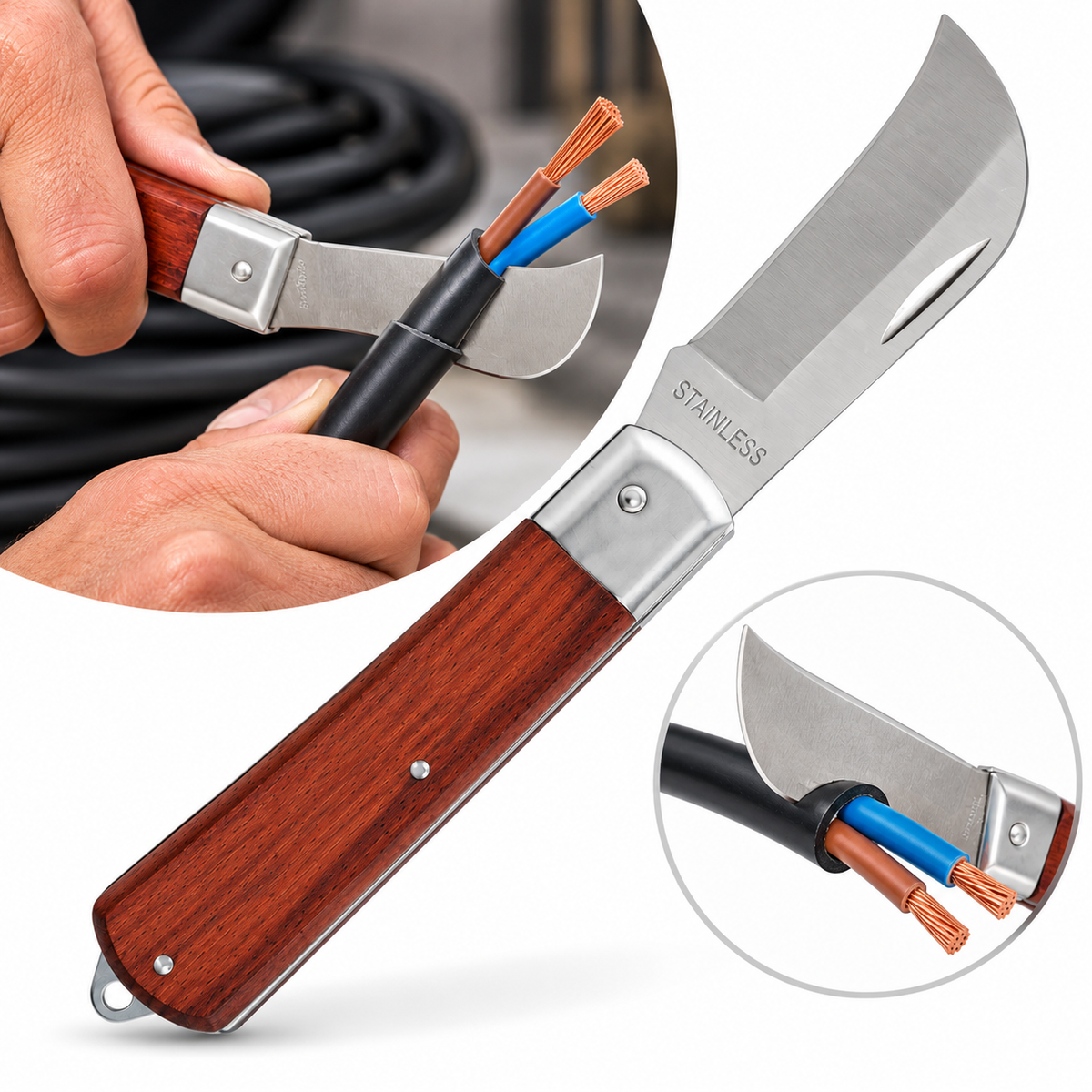 Cuchillo Pela Cable Curvo Expresol