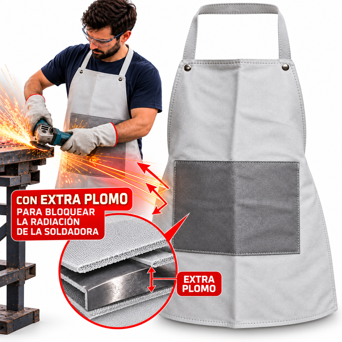 Delantal de Cuero para Metalúrgica con Extra-Plomo Ormitex