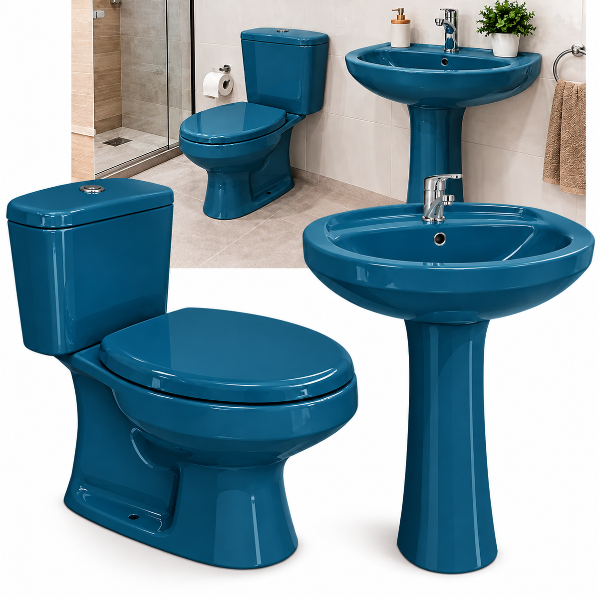 Inodoro Acoplado Deca Ravena Azul