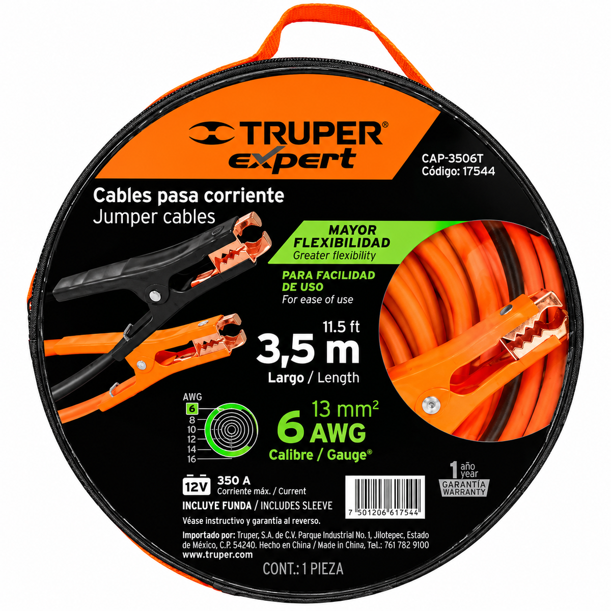 Acople de Auxilio para Batería Truper 3.50 m (Ref. 17544)