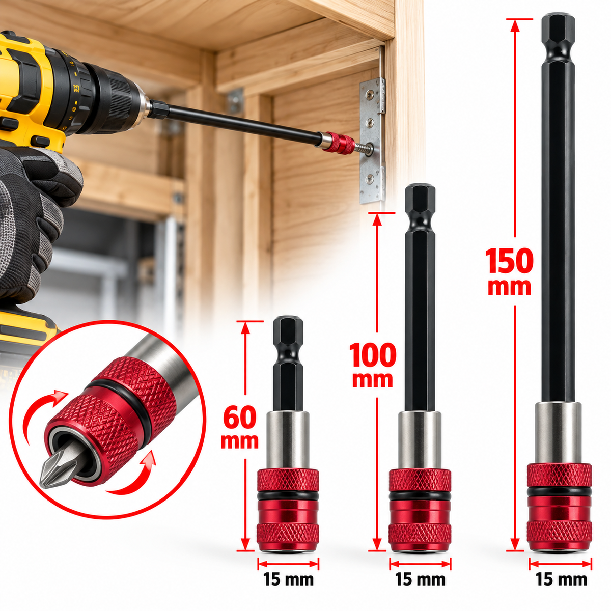 Kit Extensión para Punta Magnética 3 Piezas
