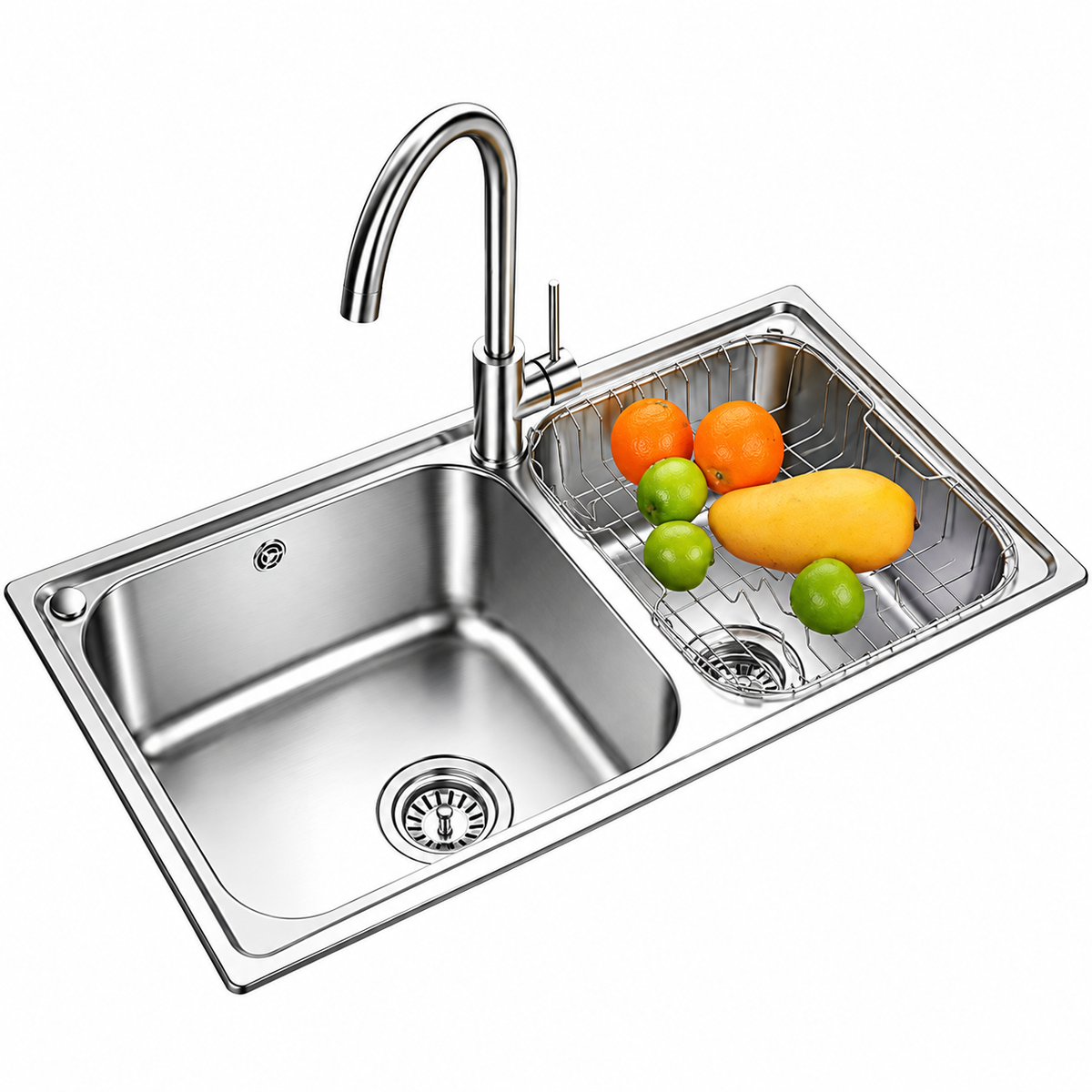 Pileta Inoxidable Tottal Pro Doble Corta 75 x 40 cm con Accesorios