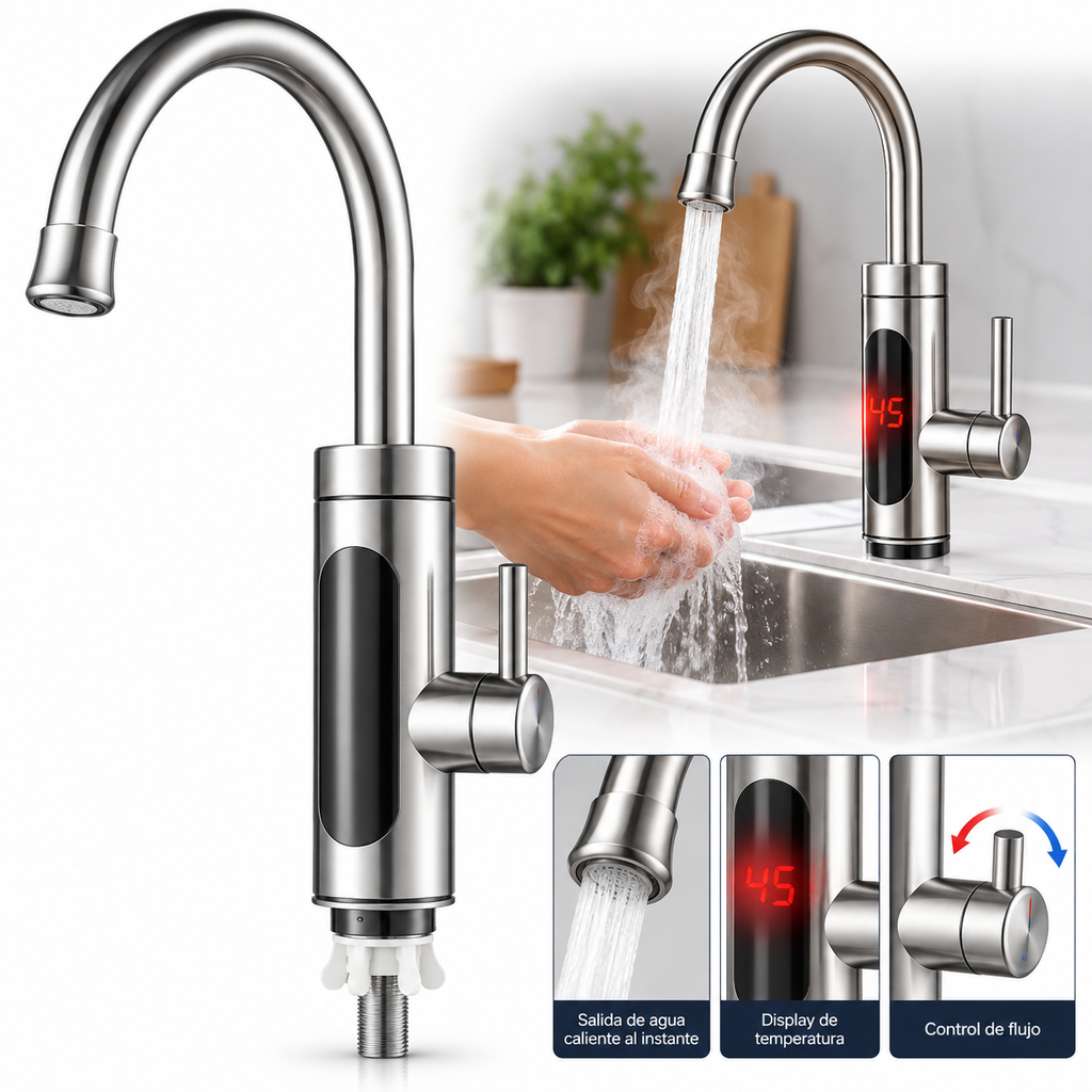 Canilla Eléctrica de Mesada Sanville 3300W para Cocina