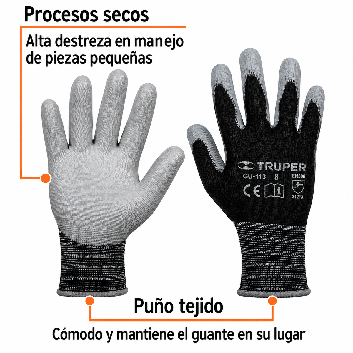 Guante Truper de Nylon y Poliuretano Talle Grande (Ref. 13292)