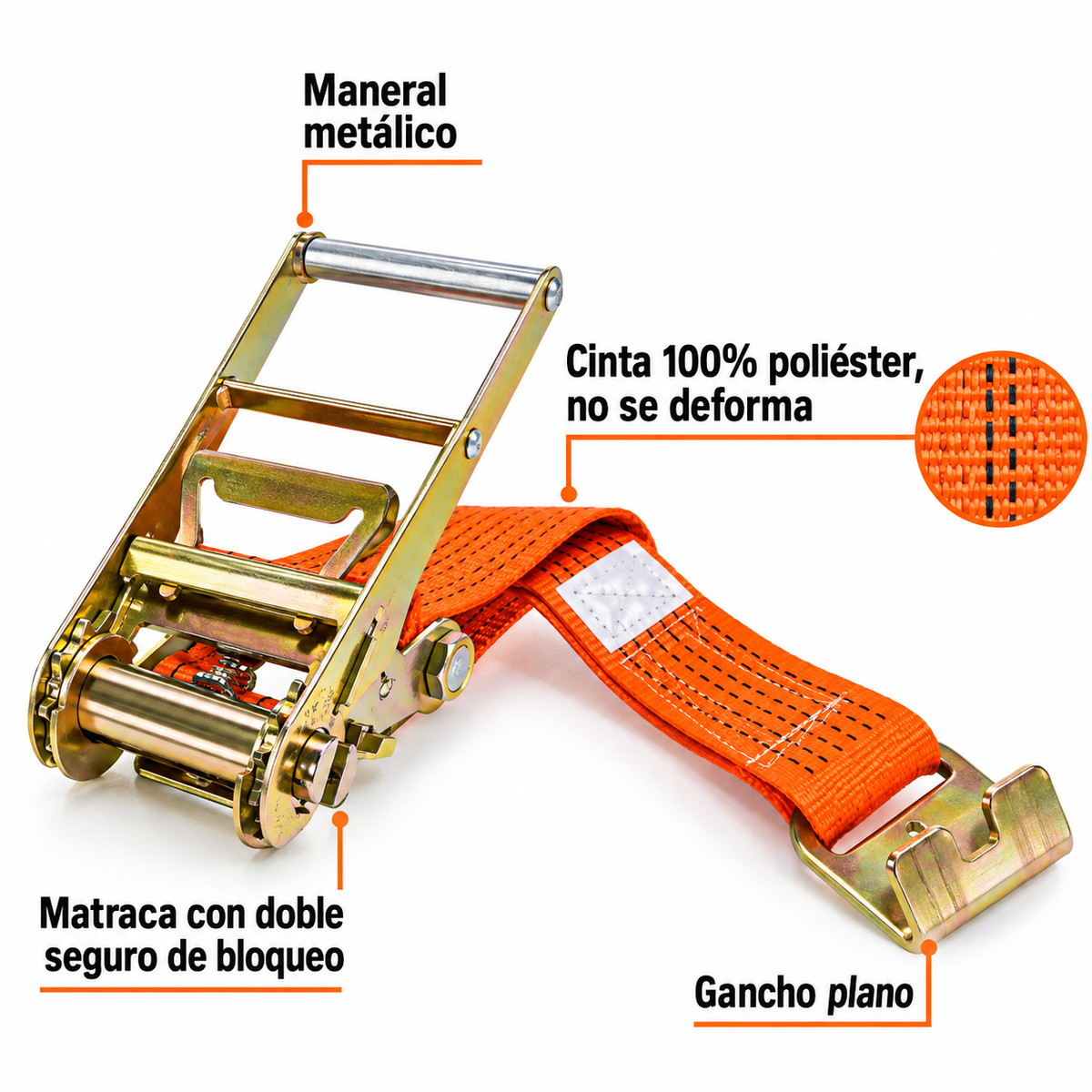 Catraca de Amarre con Cinta Truper 6000 kg (por Unidad) (Ref. TR10313)