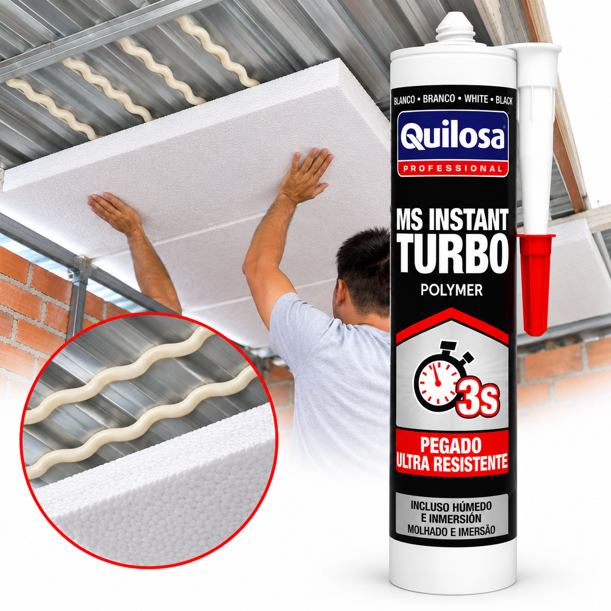 Adhesivo MS Quilosa Instant Turbo Rápido Blanco 280 ml