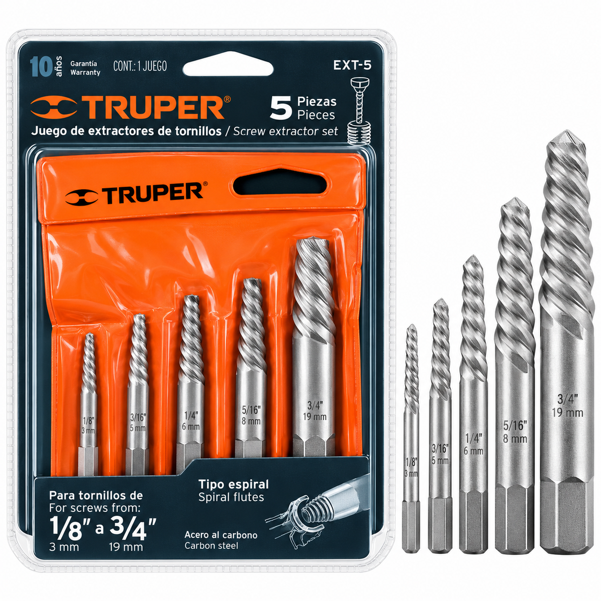 Extractor de Pernos/Tornillos Truper Juego de 5 Piezas (Ref. 14512)