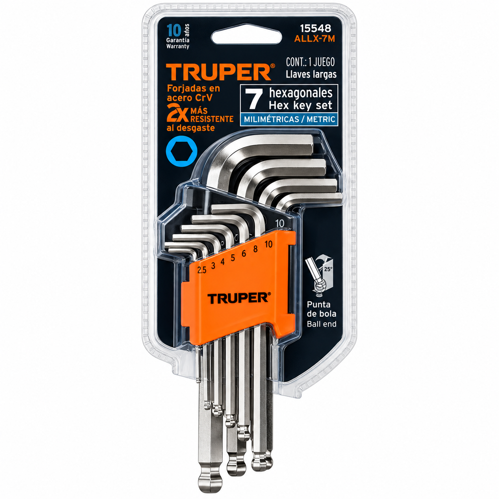 Llave Allen Bola Truper Juego de 7 Piezas (Ref. 15548)