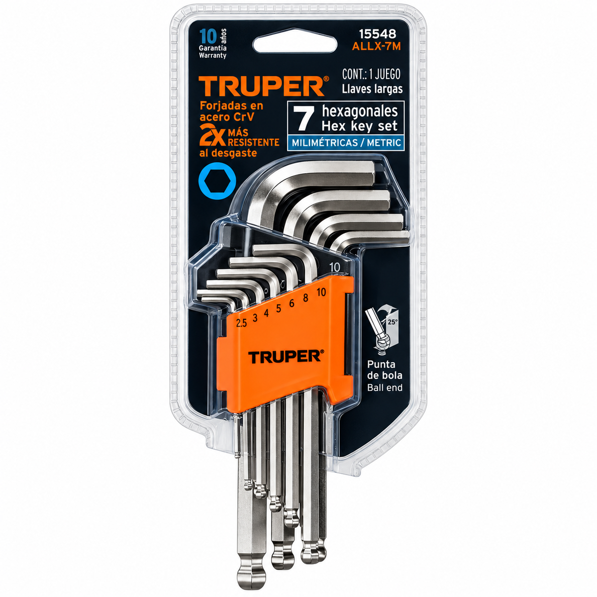 Llave Allen Bola Truper Juego de 7 Piezas (Ref. 15548)