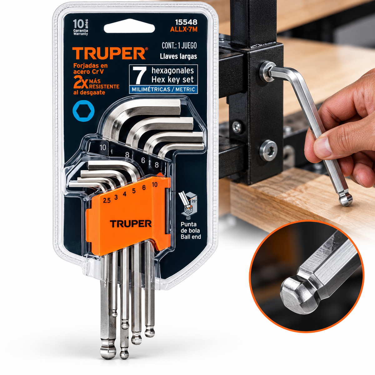 Llave Allen Bola Truper Juego de 7 Piezas (Ref. 15548)