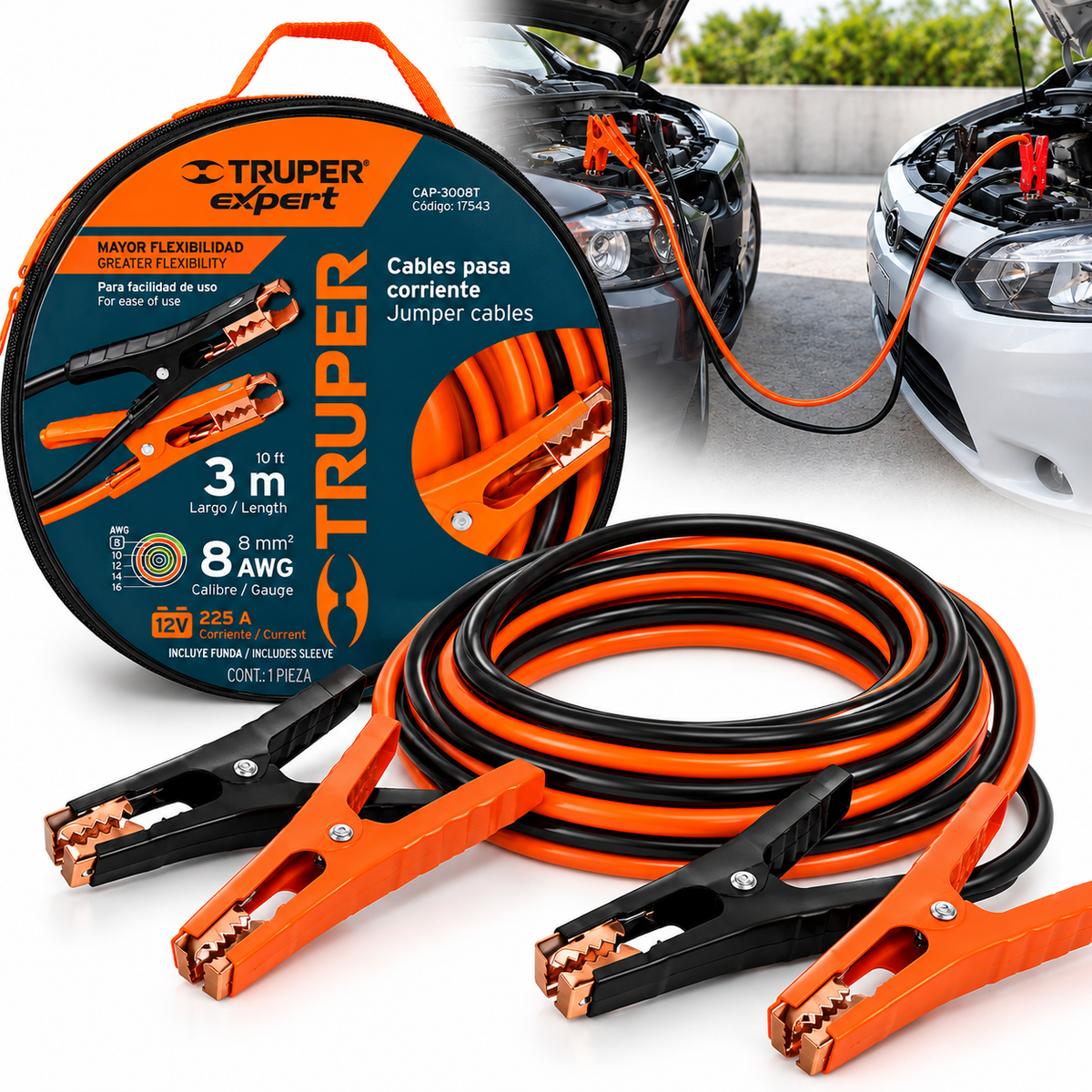 Acople de Auxilio para Batería Truper 3.00 m (Ref. 17543)