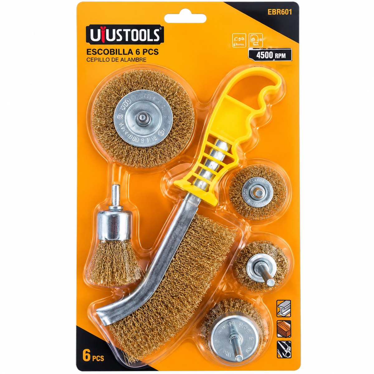 Juego de Cepillos de Acero para Taladro Uyustools 6 Piezas