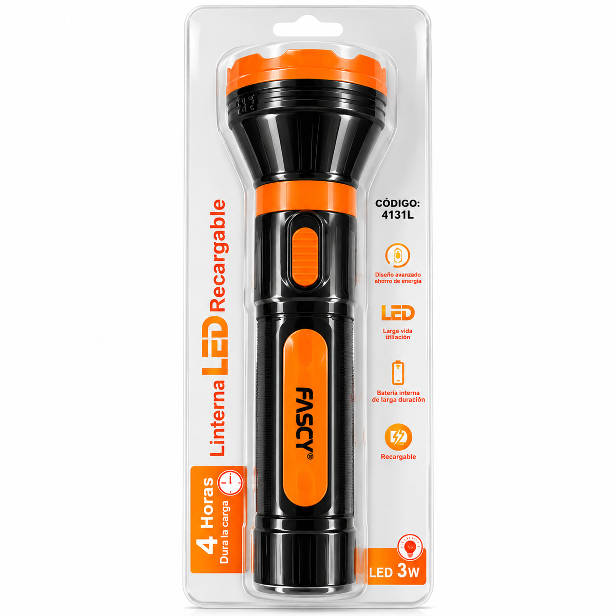 Linterna Recargable Fascy 1 LED 3W (Ref. 4131L)