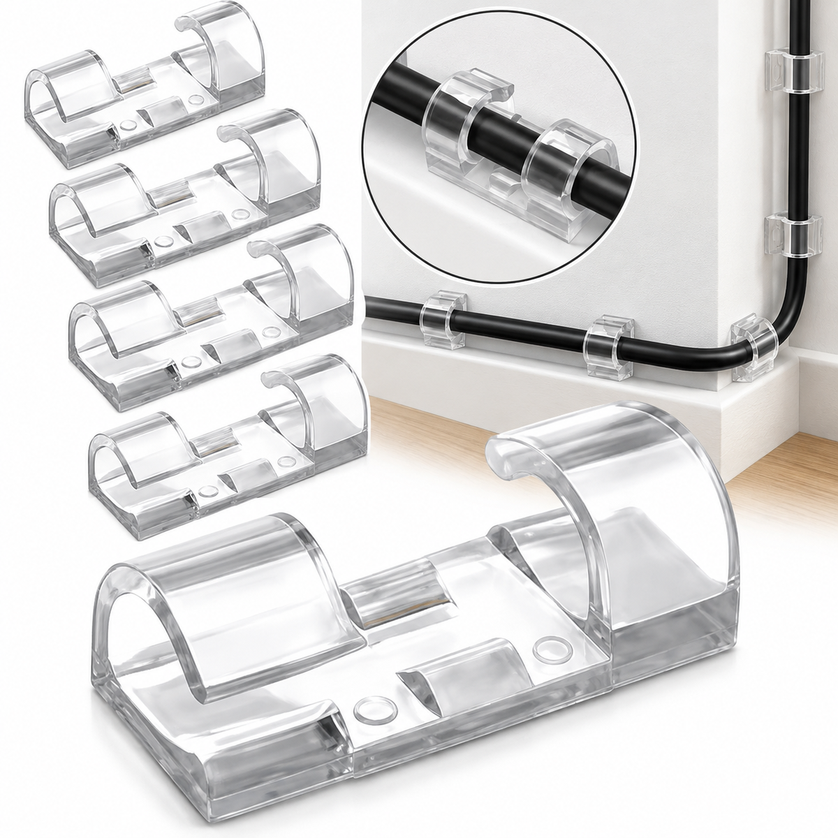 Grampitas Autoadhesivas para Cable x 20 Unidades