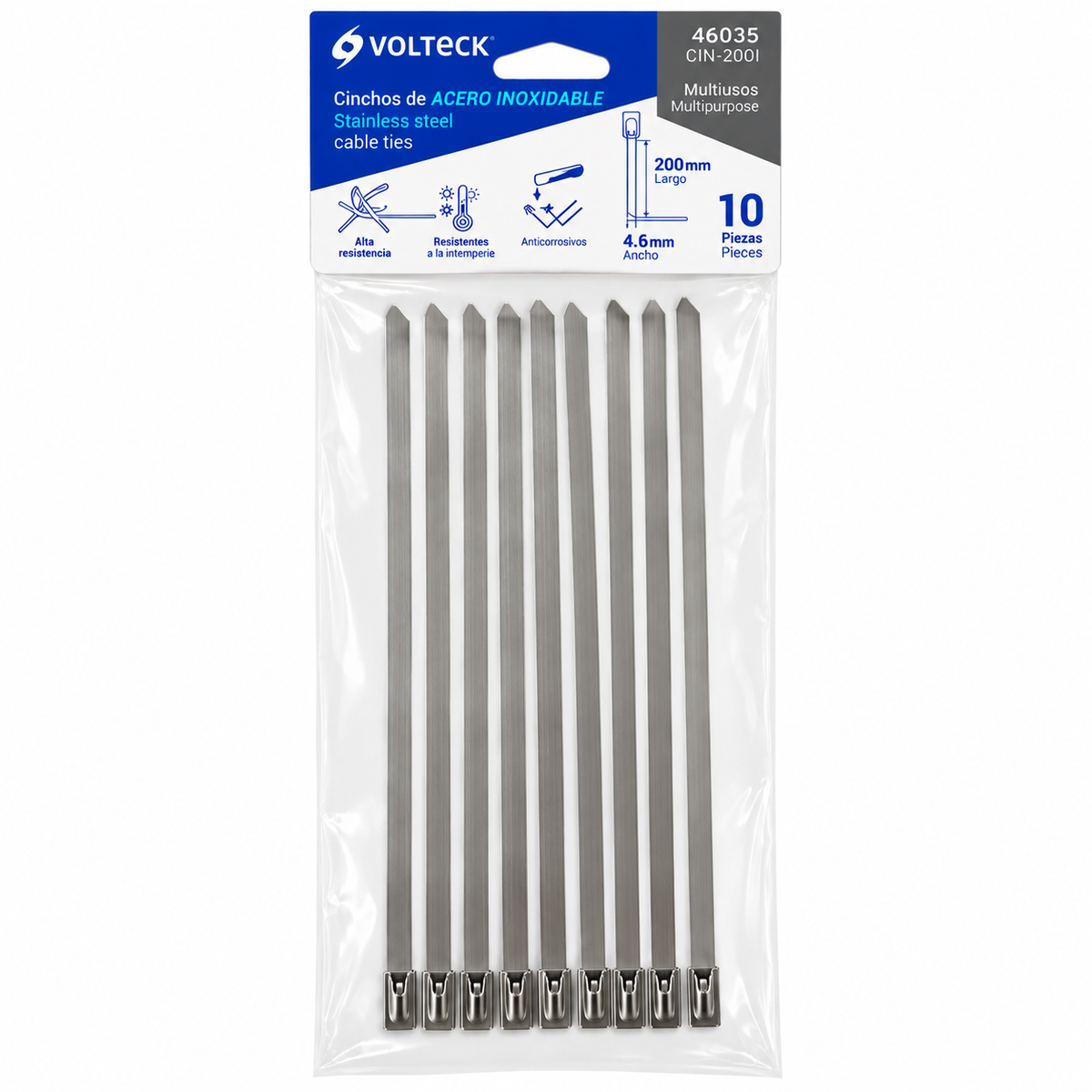 Collarín Metálico Voltech 200 mm x 10 Unidades