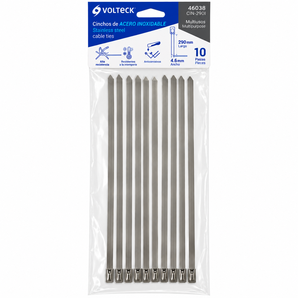 Collarín Metálico Voltech 290 mm x 10 Unidades