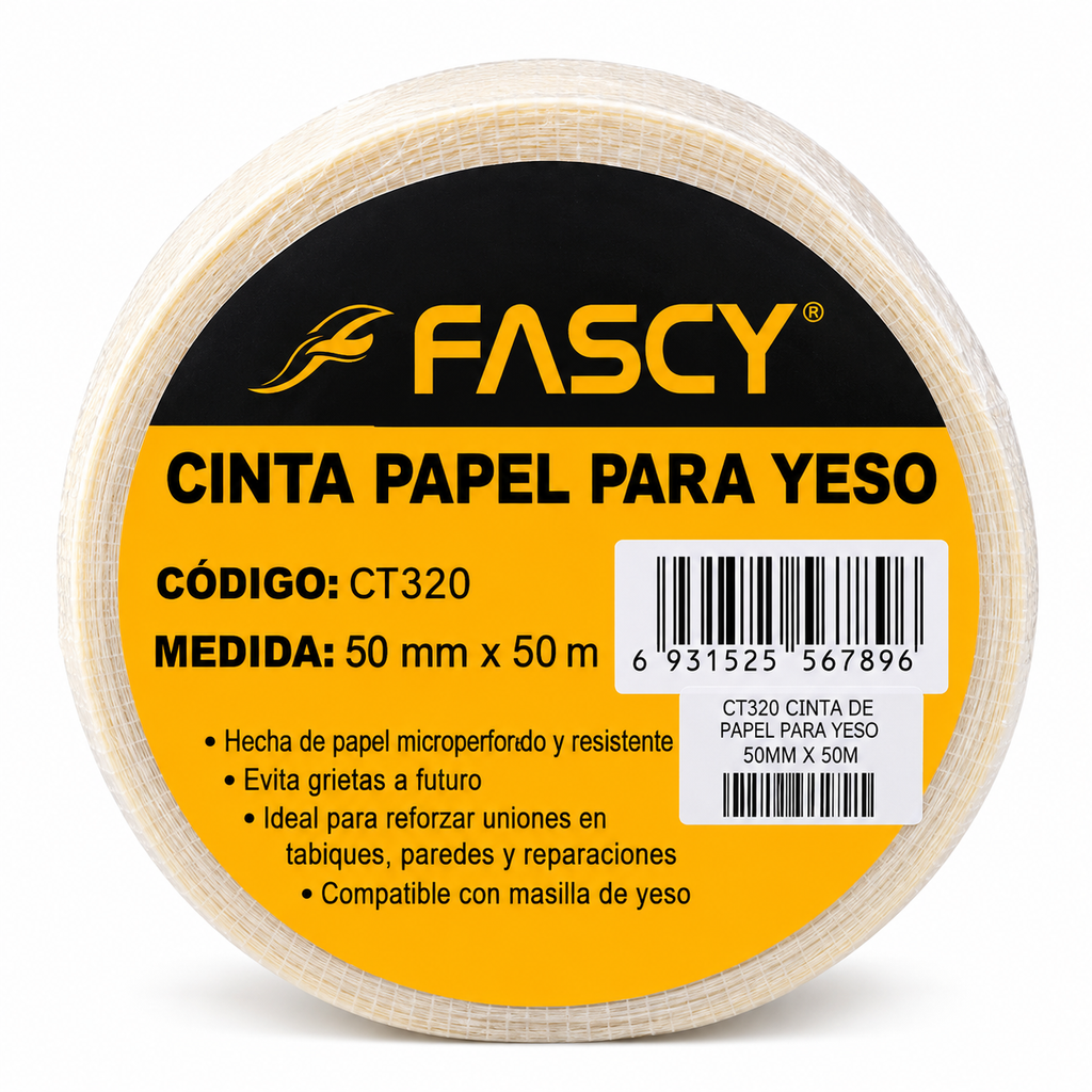 Cinta de Papel para Yeso Fascy 50 mm x 50 m