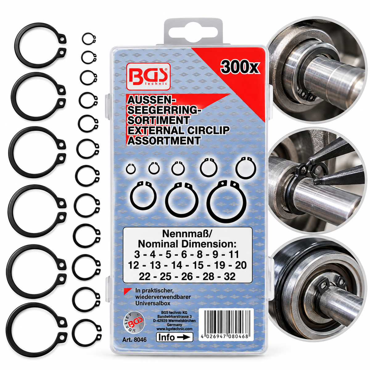 Kit de Anillo Seguro Seger Alta 3 a 32 mm 300 Piezas