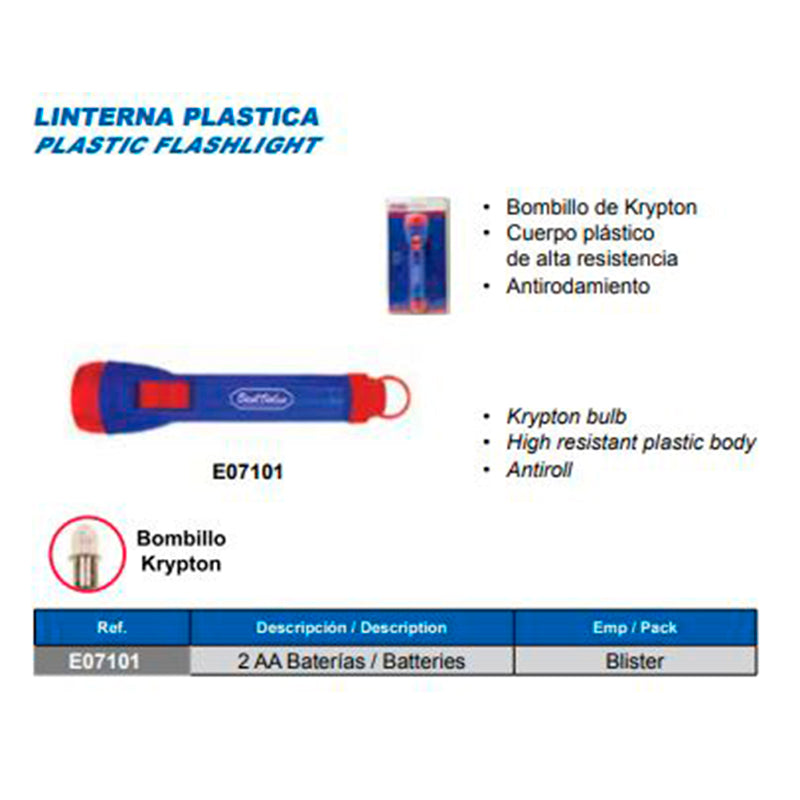 LINTERNA B_V PLASTICA 2 ELE _AA_ (REF E07101)