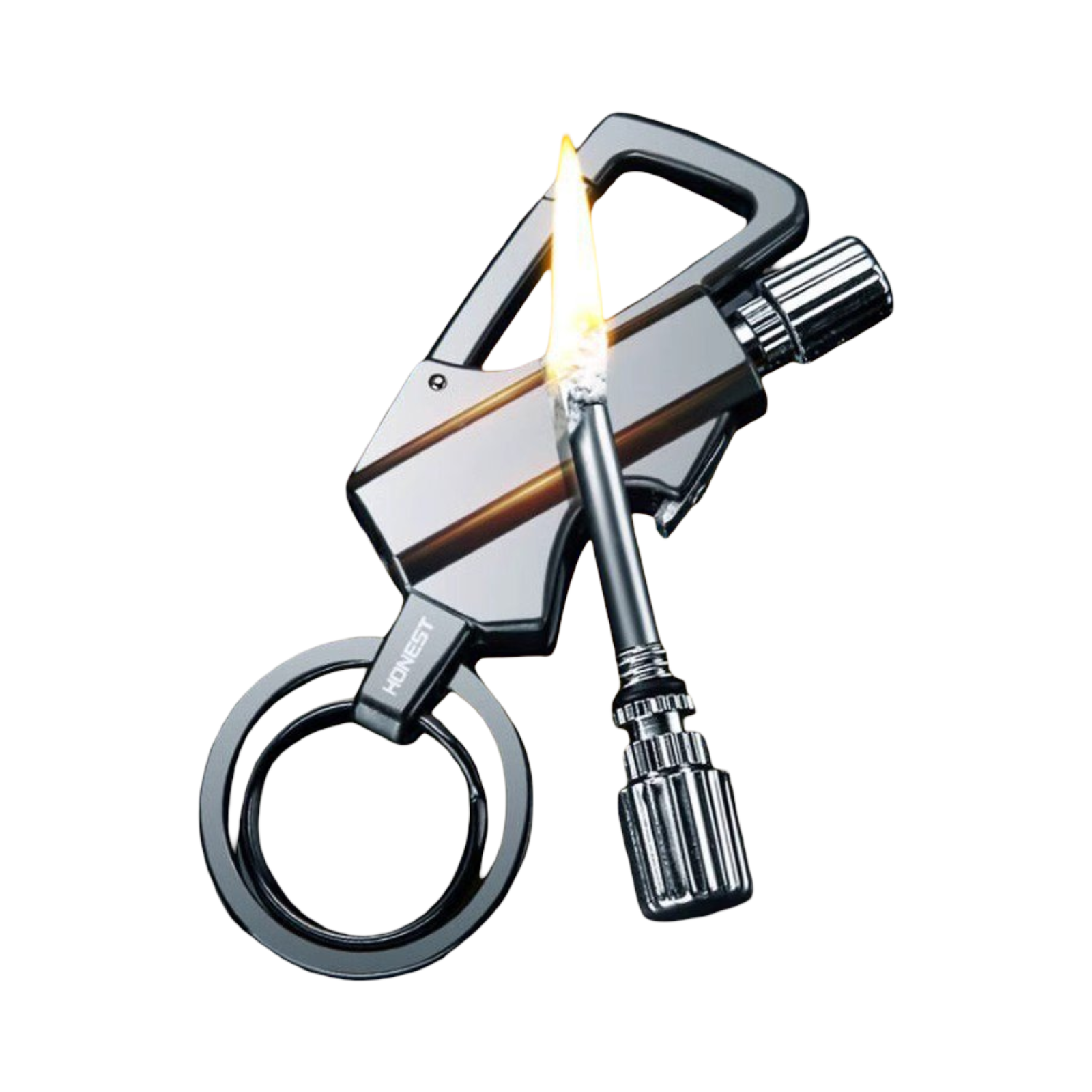 llavero aluminio carabinero con encendedor.